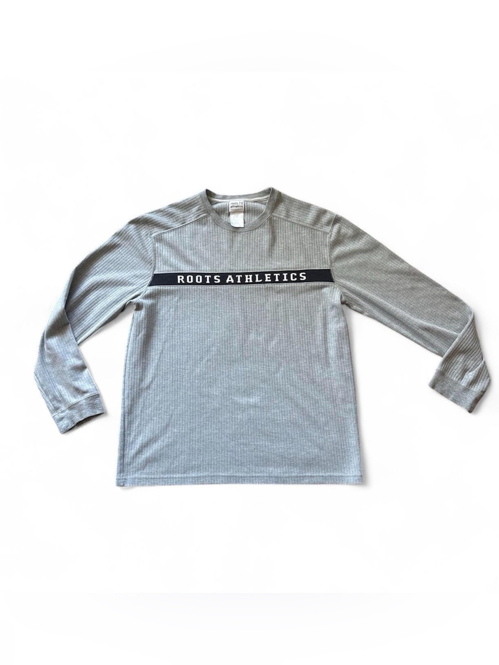Vintage Roots 73 Athletics Y2K Grey Ribbed Long Sleeve Logo Shirt